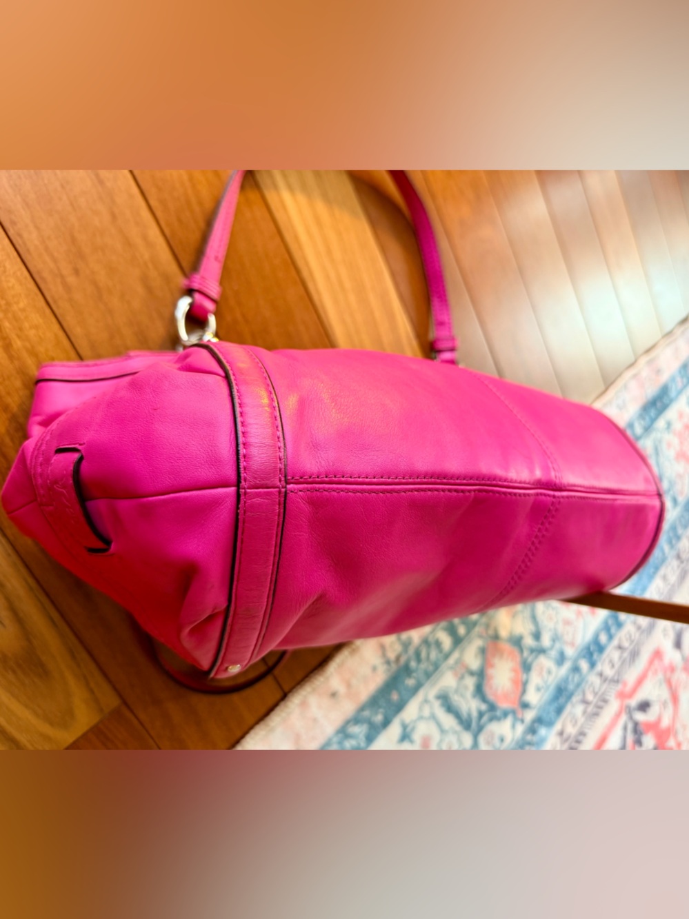Coach Alexandra Hot Pink Leather Tote Shoulder Bag. - Picture 13 of 14